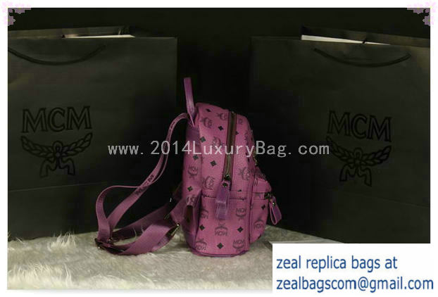 High Quality Replica MCM Stark Backpack Medium in Calf Leather 8003 Purple